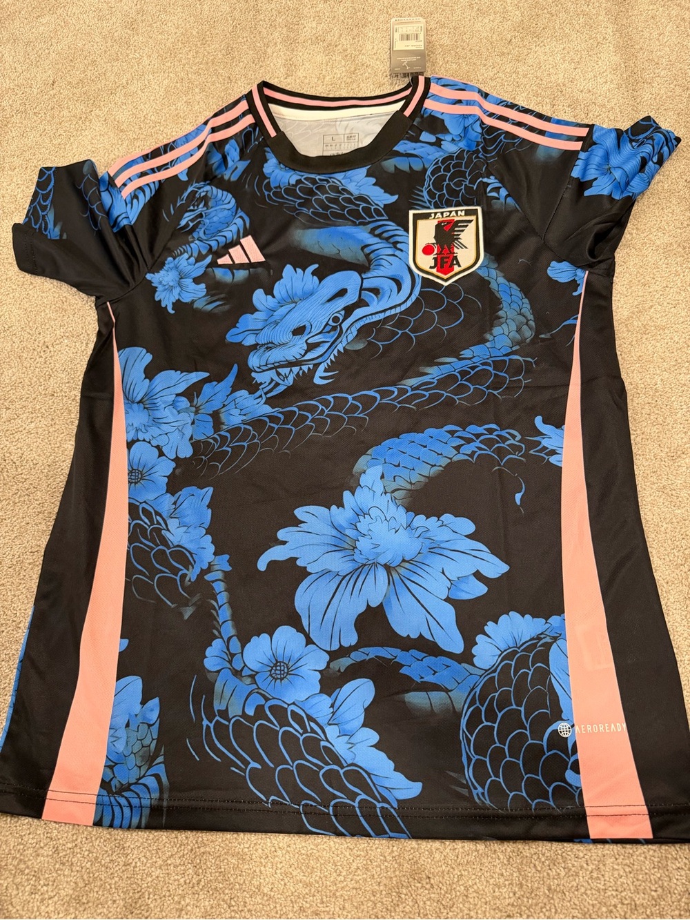 Adidas Japan men’s' Black & Blue Dragon Soccer Jersey slim fit
